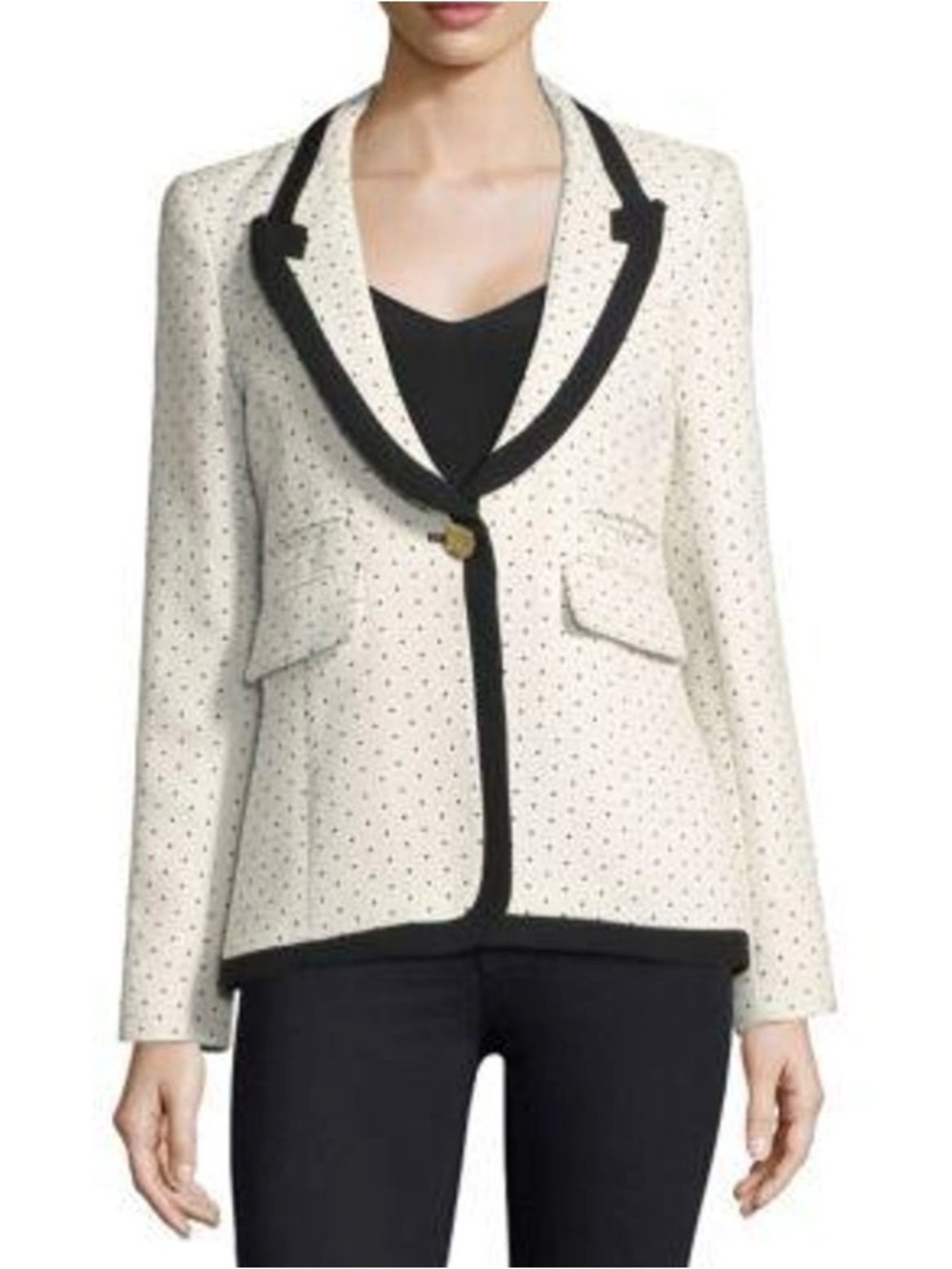 Smythe Cream Blazer with Black Trim and Polka Dot Detail